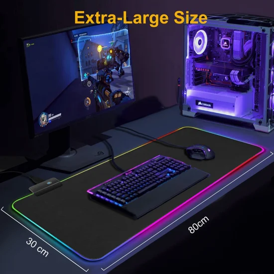 Gaming-Mauspad, leuchtendes RGB-Gaming-Tastatur-Desktop-Mauspad